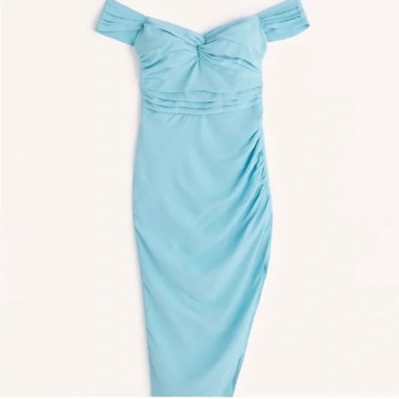 Abercrombie off the shoulder blue midi dress size small NWT - Picture 3 of 14